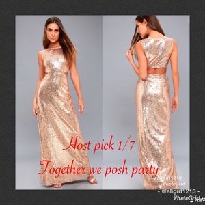 3X HP - LULUS  Belle Etoile Sleeveless Sequined Maxi
